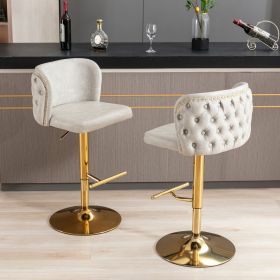 A&A Furniture,Swivel Barstools Adjusatble Seat Height, Modern PU Upholstered Bar Stools with the whole Back Tufted