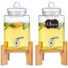 VEVOR Beverage Dispenser, 1.5 Gallon Drink Dispensers for Parties,2PC,Glass Juice Dispenser with Stand, Stainless Steel Spigot