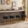 24" Tall, Round Bar Stools, Set of 2 - Contemporary upholstered dining stools for kitchens