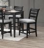 Modern 2pc Counter Height Dining Chairs Black Color Ladder Back Frame Upholstered Cushion Seat Solid wood Kitchen Dining Room