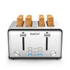 Toaster 4 Slice, Stainless Steel Extra-Wide Slot Toaster with Dual Control Panels of Bagel/Defrost/Cancel Function, 6 Toasting Bread Shade Settings