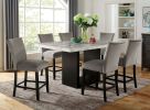 Attractive Set of 2pc Counter Height Chairs Dining Room Furniture Gray Flannelette Seat Nailhead Trim Kitchen Breakfast