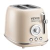 VEVOR Brushed Stainless Steel Toaster, 2 Slice, 825W 1.5'' Extra Wide Slots Toaster with Removable Crumb Tray 5 Browning Levels