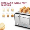 Toaster 4 Slice, Stainless Steel Extra-Wide Slot Toaster with Dual Control Panels of Bagel/Defrost/Cancel Function, 6 Toasting Bread Shade Settings