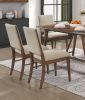 Modern Design Set of 2 Side Chairs Fabric Upholstered Seat Back Brown Finish Wooden Dining Kitchen Furniture