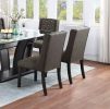 Modern Fabric / Polyfiber Ash Black Tufted Set of 2 Chairs Dining Seat Chair Rubber wood MDF Kitchen Dining Room Wingback Design