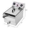 [Replace the old encoding 66757236]EH101V 8.5QT/8L Total Capacity 12.5qt/11.8l Stainless Steel Faucet Single Tank Deep Fryer 1700W Max (8L Large Fryer