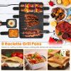 1300W Raclette Desktop Grill for 8People Non-Stick Reversible Electric Indoor Griddle with 8 Cheese Melt Pans Adjustable Temperature Dishwasher Safe K