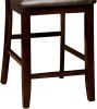 Contemporary Set of 2 Counter Height Chairs Dark Cherry And Espresso Solid wood Chair Padded Leatherette Upholstered Seat Kitchen Dining Room Furnitur