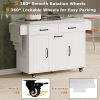 K&K Kitchen Island with Trash Can Storage Cabinet, Kitchen Cart with Drop Leaf, Spice Rack, Towel Rack and Drawer