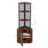 Corner Shelf with Doors, 65" Corner Cabinet with Shelves & Wine Glass Rack, 6 Tier Bookshelf Display Corner Shelves
