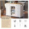 Kitchen cart with Rubber wood desktop rolling mobile kitchen island with storage and 5 draws 53 Inch length(White)