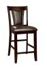 Contemporary Set of 2 Counter Height Chairs Dark Cherry And Espresso Solid wood Chair Padded Leatherette Upholstered Seat Kitchen Dining Room Furnitur