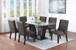Modern Fabric / Polyfiber Ash Black Tufted Set of 2 Chairs Dining Seat Chair Rubber wood MDF Kitchen Dining Room Wingback Design