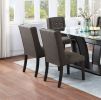 Modern Fabric / Polyfiber Ash Black Tufted Set of 2 Chairs Dining Seat Chair Rubber wood MDF Kitchen Dining Room Wingback Design