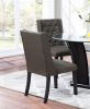 Modern Fabric / Polyfiber Ash Black Tufted Set of 2 Chairs Dining Seat Chair Rubber wood MDF Kitchen Dining Room Wingback Design