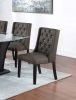 Modern Fabric / Polyfiber Ash Black Tufted Set of 2 Chairs Dining Seat Chair Rubber wood MDF Kitchen Dining Room Wingback Design
