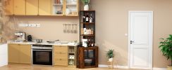 Corner Shelf with Doors, 65" Corner Cabinet with Shelves & Wine Glass Rack, 6 Tier Bookshelf Display Corner Shelves