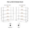 Warehouse, supermarket,kitchen,and other 5-layer heavy-duty adjustable shelves with wheels and adjustable feet