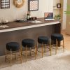 24" Tall, Round Bar Stools, Set of 2 - Contemporary upholstered dining stools for kitchens
