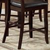 Set of 2 Counter Height Chairs Dark Espresso Finish Solid wood Kitchen Dining Room Furniture Padded Leatherette Seat Unique back