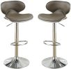 Espresso Faux Leather PVC Bar Stool Counter Height Chairs Set of 2 Adjustable Height Kitchen Island Stools