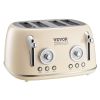 VEVOR Brushed Stainless Steel Toaster, 4 Slice, 1650W 1.5'' Extra Wide Slots Toaster with Removable Crumb Tray 5 Browning Levels