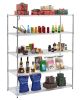 Warehouse, supermarket,kitchen,and other 5-layer heavy-duty adjustable shelves with wheels and adjustable feet