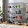 Warehouse, supermarket,kitchen,and other 5-layer heavy-duty adjustable shelves with wheels and adjustable feet