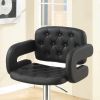 Classic Armrest Tufted Faux Leather Upholstered Faux Leather Barstool / Chair Adjustable Height Swivel Kitchen Stools 1pc Chair