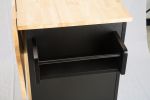 Kitchen Island & Kitchen Cart, Mobile Kitehcn Island with Extensible Rubber Wood Table Top,adjustable Shelf Inside Cabinet for Different Utensils