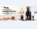 PSCG001   electric coffee grinder 31 gear 275g powder bin 100g LED display touch control taper no burr electric coffee grinding professional taper bur