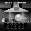 VEVOR Wall Mount Range Hood, Ductless Chimney-Style Kitchen Stove Vent, Stainless Steel Permanent Filter with 3-Speed Exhaust Fan, 2 Baffle Filters