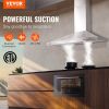 VEVOR Wall Mount Range Hood, Ductless Chimney-Style Kitchen Stove Vent, Stainless Steel Permanent Filter with 3-Speed Exhaust Fan, 2 Baffle Filters
