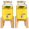 VEVOR Beverage Dispenser, 1 Gallon Drink Dispensers for Parties, 2PC, Glass Juice Dispenser with Stand, Stainless Steel Spigot