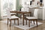 Contemporary Brown Finish Dining Chairs Set of 2 Fabric Upholstery Seat and Back Wooden Kitchen Dinng Furniture