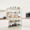 Warehouse, supermarket,kitchen,and other 5-layer heavy-duty adjustable shelves with wheels and adjustable feet
