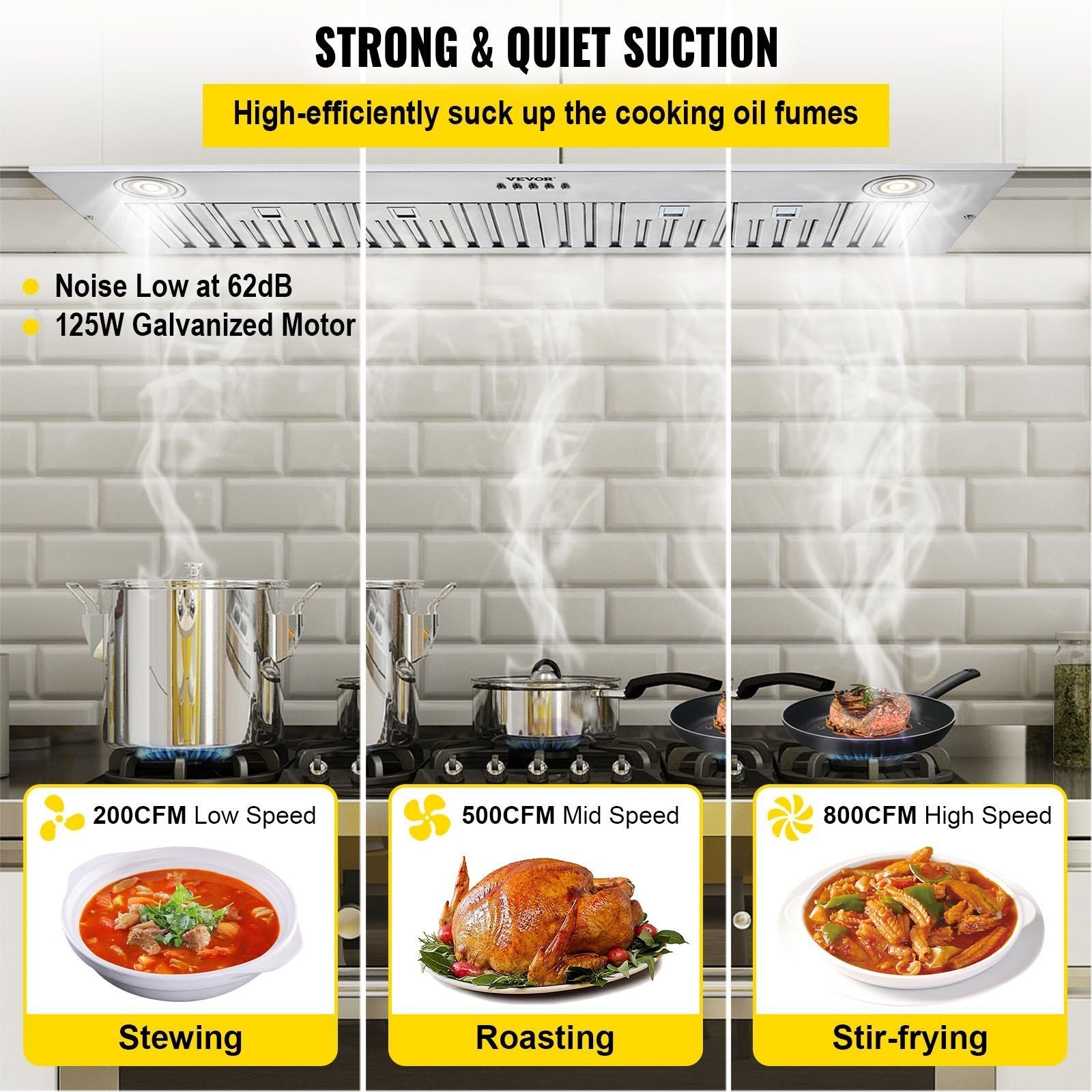 thumbnail image 2 of Zomagas 30 Inch Built-In Range Hood Insert 800 CFM - Stainless Steel, Touch Control 2 of 3
