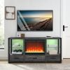 23 inch electric fireplace insert, ultra thin heater with crystal & realistic flame, remote control with timer, overheating protection,with sidelight