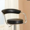 Contemporary Style Black Bar Stool Counter Height Chairs Set of 2 Adjustable Swivel Kitchen Island Stools