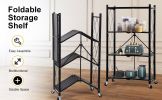 HealSmart 5-Tier Heavy Duty Foldable Metal Rack Storage Shelving Unit with Wheels Moving Easily Organizer Shelves Great for Garage Kitchen Holds up to