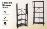 HealSmart 5-Tier Heavy Duty Foldable Metal Rack Storage Shelving Unit with Wheels Moving Easily Organizer Shelves Great for Garage Kitchen Holds up to