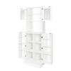 71'' Pantry Cabinet, Tall Storage Cabinet with Microwave Stand, Freestanding Kitchen Hutch with Doors and Adjustable Shelves
