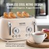 VEVOR Brushed Stainless Steel Toaster, 4 Slice, 1650W 1.5'' Extra Wide Slots Toaster with Removable Crumb Tray 5 Browning Levels