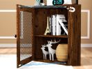 Corner Shelf with Doors, 65" Corner Cabinet with Shelves & Wine Glass Rack, 6 Tier Bookshelf Display Corner Shelves