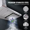 VEVOR Wall Mount Range Hood, Ductless Chimney-Style Kitchen Stove Vent, Stainless Steel Permanent Filter with 3-Speed Exhaust Fan, 2 Baffle Filters