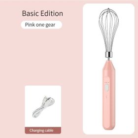 Electric Milk Frother Handheld Egg Beater Coffee Milk Drink Egg Mixer Foamer Foamer Household Kitchen Cooking Tool (Color: pink)