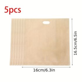 5pcs; Reusable Toaster Bags (6.3''x6.5''); Non Stick Bread Bags; Sandwich Bags; Fiberglass Toast Microwave Heating Pastry Tools; Home Kitchen Ite (Color: 5PCS Small)