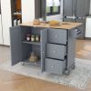 Rolling Mobile Kitchen Island with Solid Wood Top and Locking Wheels,52.7 Inch Width,Storage Cabinet and Drop Leaf Breakfast Bar,Spice Rack