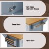 52" Kitchen Island with Drop Leaf, Embossed Texture Kitchen Island on Wheels with Spice Rack, Towel Rack, 2 Doors and 5 Drawers